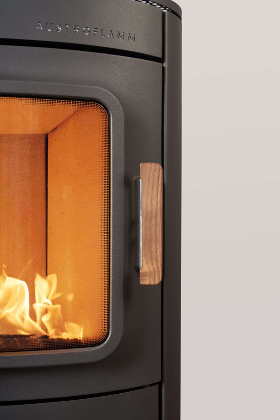 Cody stove door handle made of wood