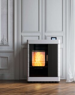 Kombiofen Scotty Duo Ambiente Foto mit Keramikverkleidung bright white