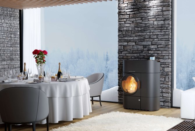 Kombiofen Clou Duo Ambiente Foto Winterlandschaft Ausschnitt