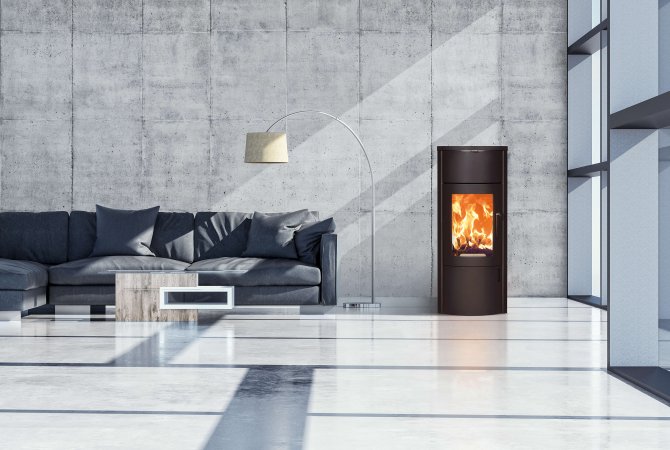 Bono Xtra stove with steel cladding ambiance photo