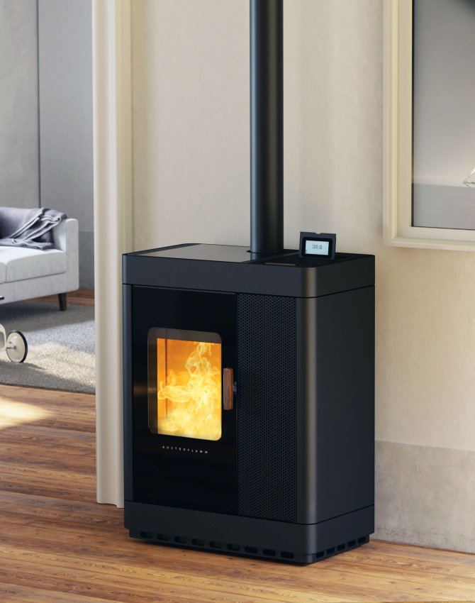 Scotty Duo hybrid stove ambiance photo with steel cladding