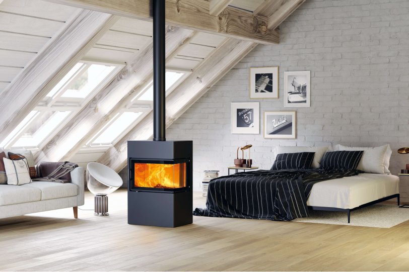 Poêle à bois Dexter 2.0 ambiance chambre à coucher