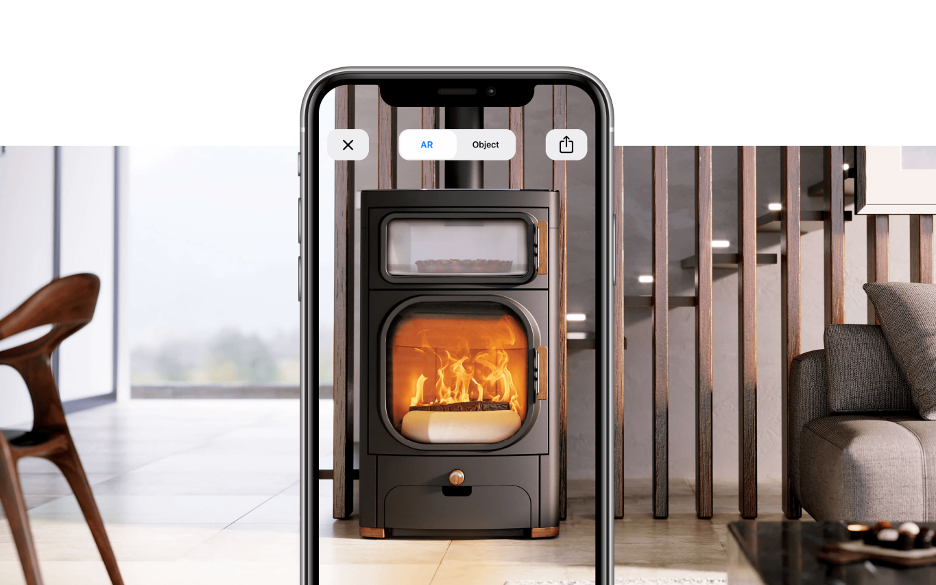 Heidi Back stove on Smartphone for AR preview