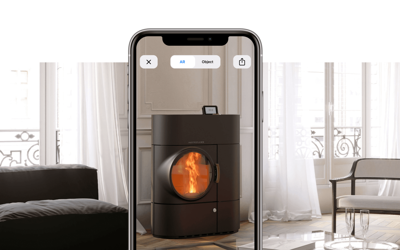 Clou Duo hybrid stove on Smartphone for AR preview