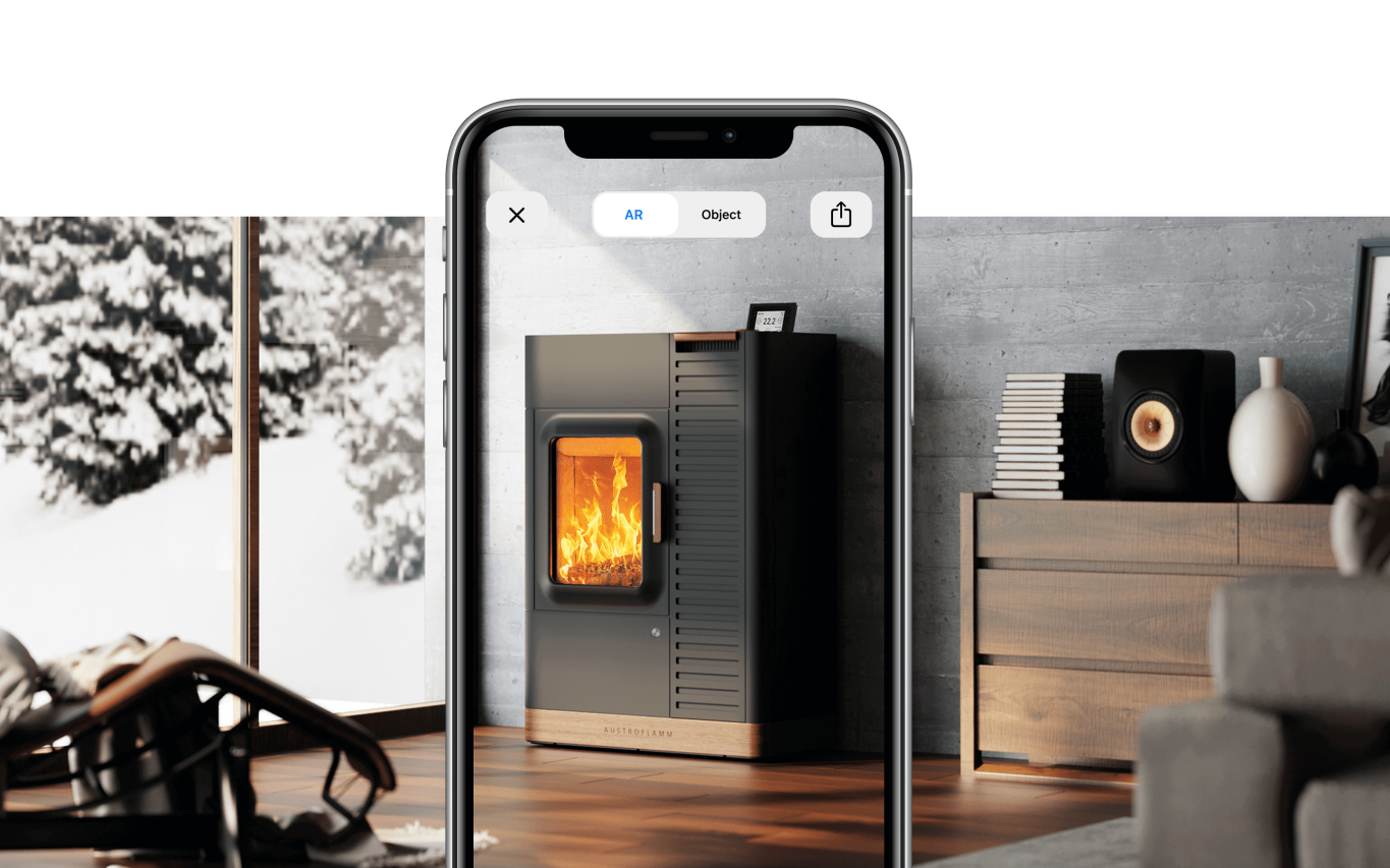 Mo Duo hybrid stove on Smartphone for AR preview